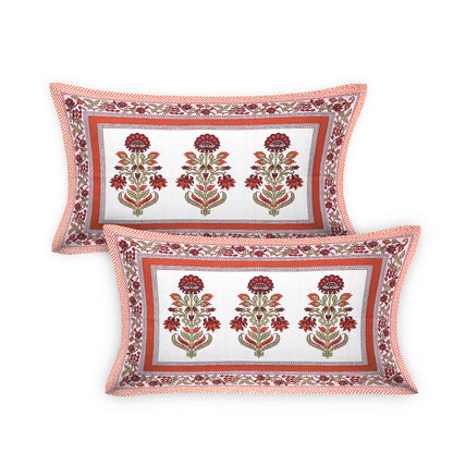 100/108 Utsav 100% Cotton Super King Size Double Bedsheet with 2 Pillow Covers, Festive & Vibrant Design - HLB46