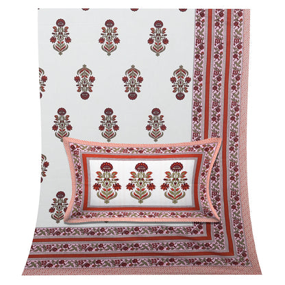 100/108 Utsav 100% Cotton Super King Size Double Bedsheet with 2 Pillow Covers, Festive & Vibrant Design - HLB46