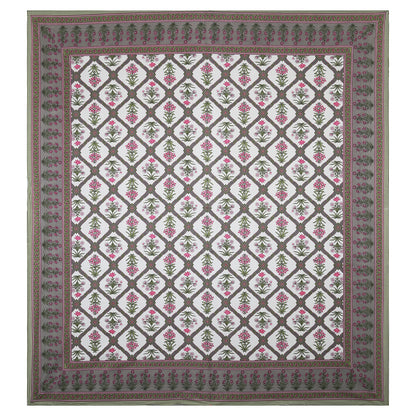 100/108 Utsav 100% Cotton Super King Size Double Bedsheet with 2 Pillow Covers, Festive & Vibrant Design - HLB46