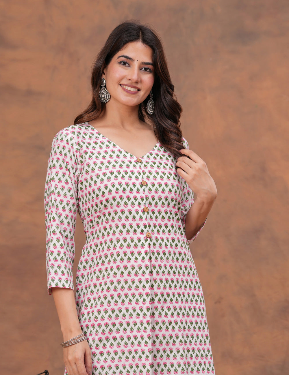 Floral buta motifs Hand-Block Printed A-Line Kurta Set - HL157