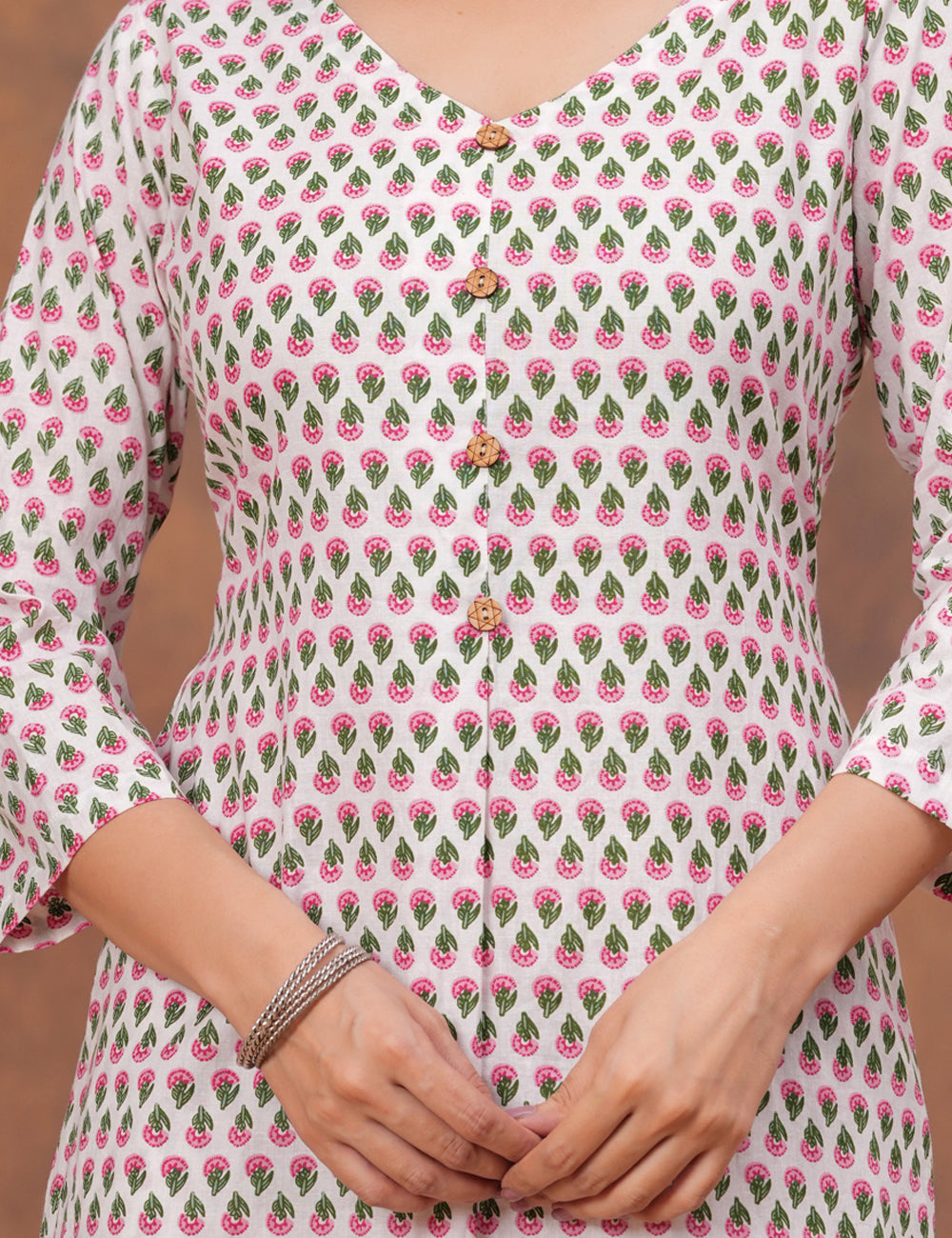 Floral buta motifs Hand-Block Printed A-Line Kurta Set - HL157