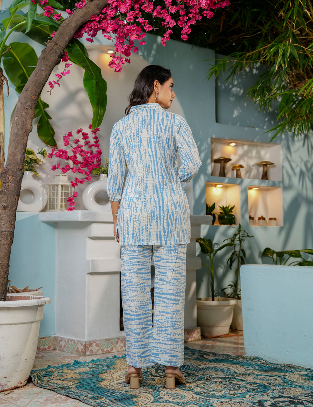 Cool-toned, breezy Sanganeri Printed Relaxed Fit Cotton Co-ord Set -HL139