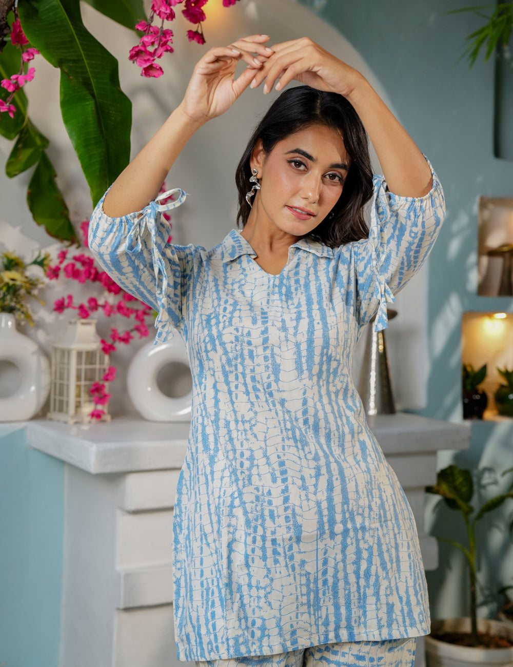 Cool-toned, breezy Sanganeri Printed Relaxed Fit Cotton Co-ord Set -HL139