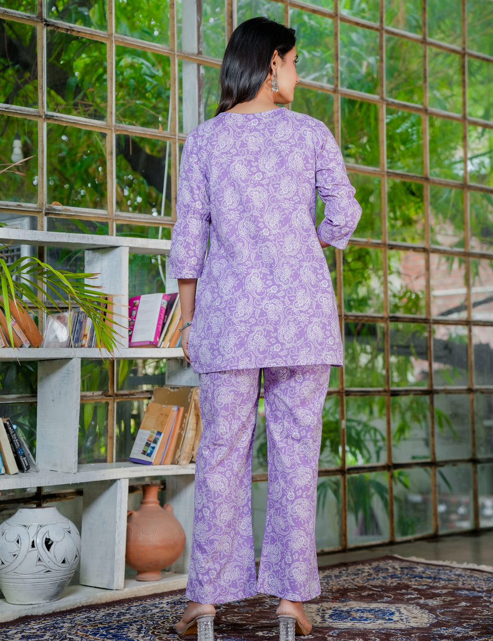 Lavender Grace Sanganeri Printed Cotton Co-ord Set - HL40
