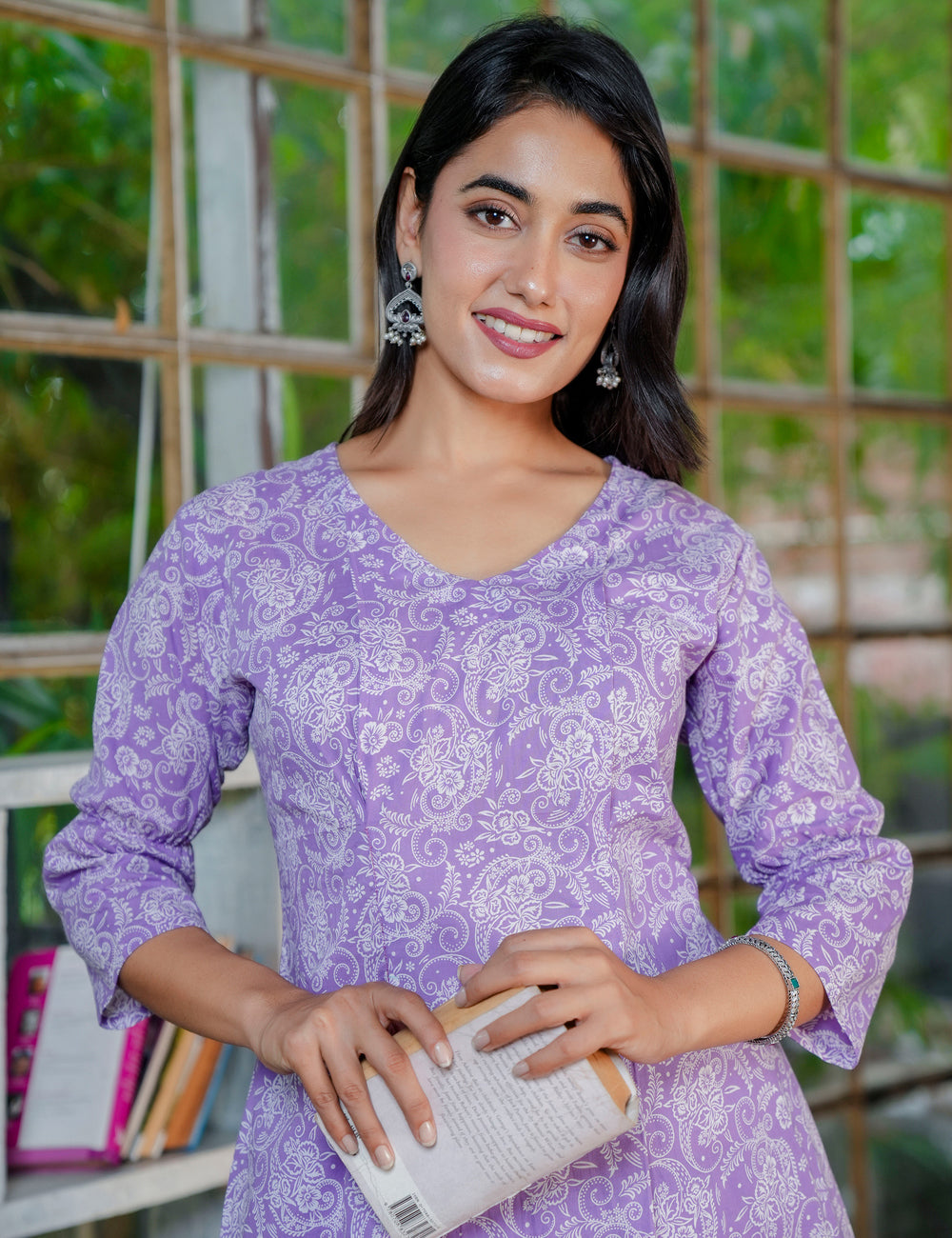 Lavender Grace Sanganeri Printed Cotton Co-ord Set - HL40